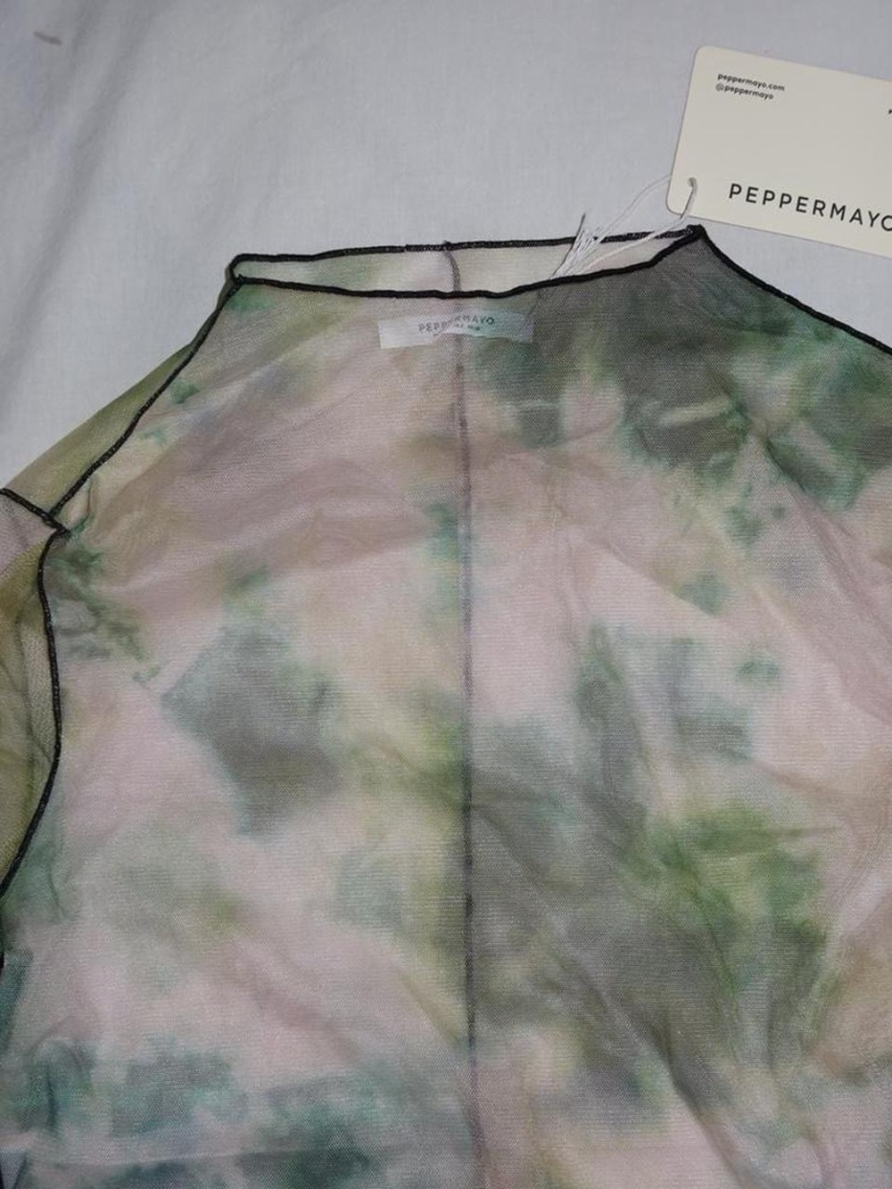 Peppermayo Sheer Tie-Dye Mesh Top in Green & Pink Haze